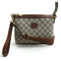 GUCCI GG Supreme 2-Way Shoulder Bag Beige & Ebony Brown 760021 92THG 8563 Women's