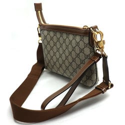 GUCCI GG Supreme 2-Way Shoulder Bag Beige & Ebony Brown 760021 92THG 8563 Women's