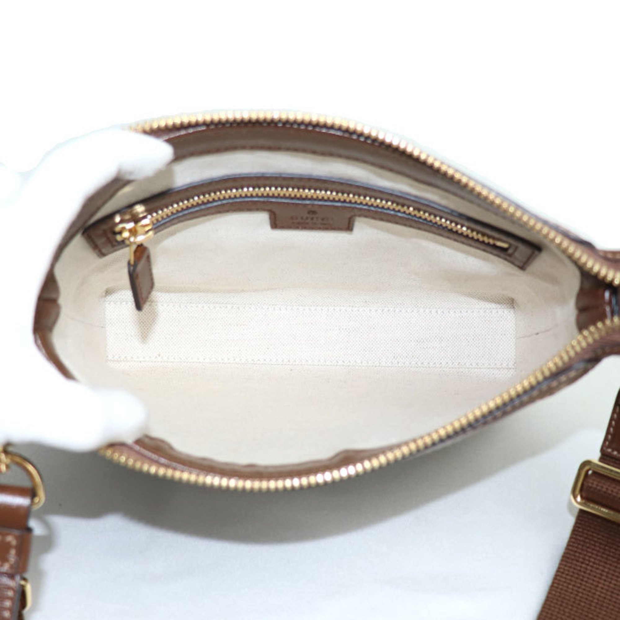 GUCCI GG Supreme 2-Way Shoulder Bag Beige & Ebony Brown 760021 92THG 8563 Women's