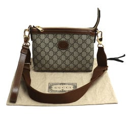 GUCCI GG Supreme 2-Way Shoulder Bag Beige & Ebony Brown 760021 92THG 8563 Women's