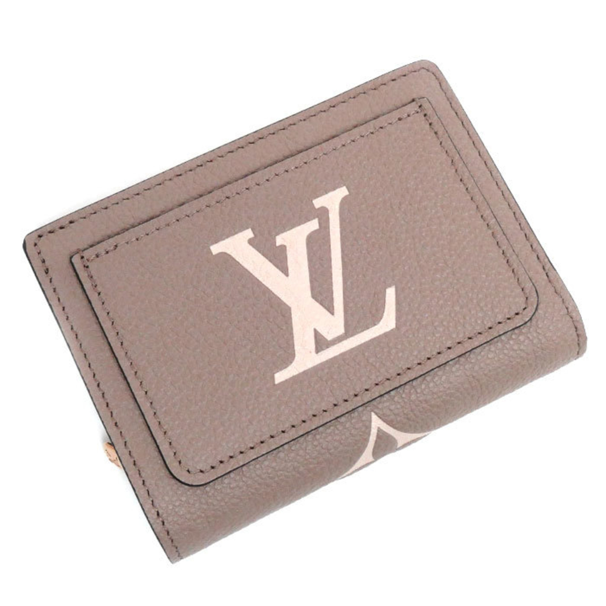 LOUIS VUITTON Louis Vuitton Portefeuille Bi-fold Wallet Bicolor Empreinte Tourterelle Creme M82370 IC Women's