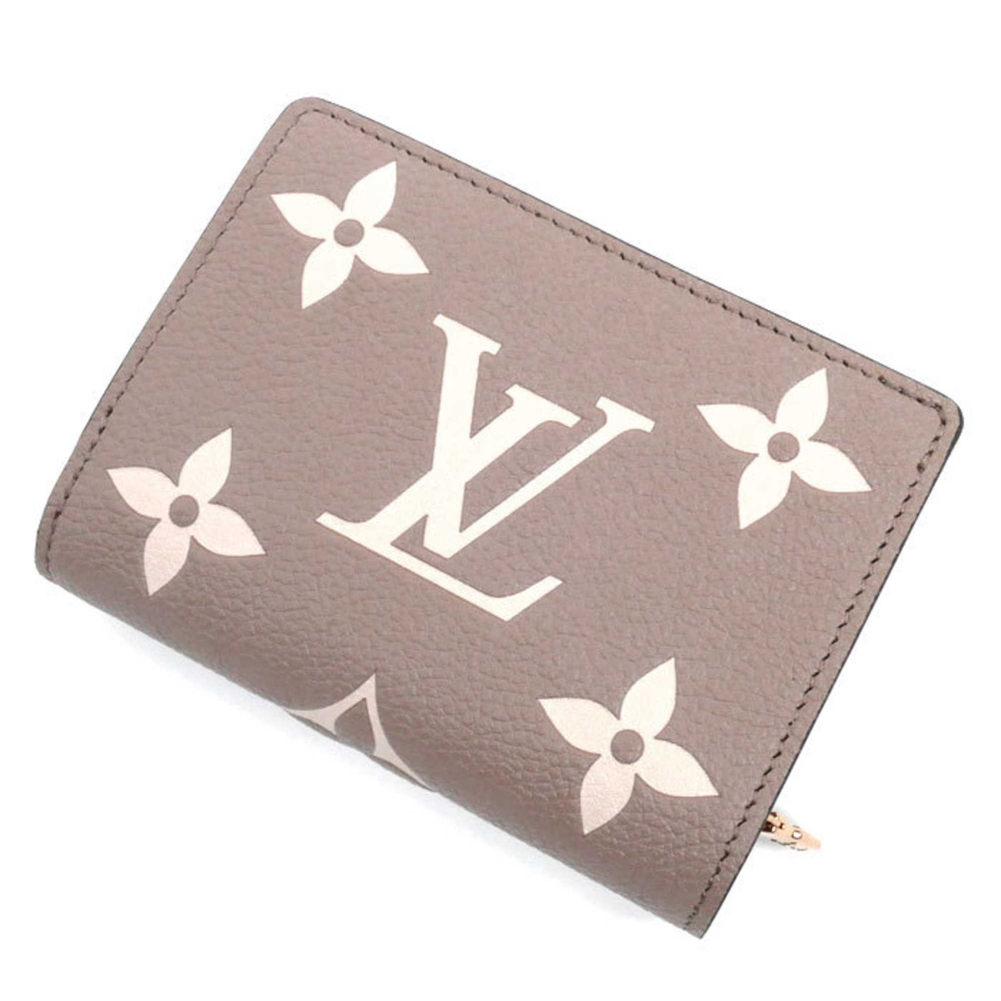 LOUIS VUITTON Louis Vuitton Portefeuille Bi-fold Wallet Bicolor Empreinte Tourterelle Creme M82370 IC Women's