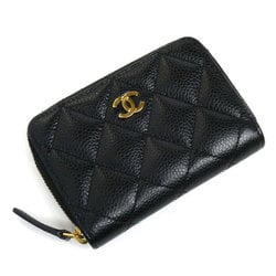 CHANEL Chanel Matelasse Caviar Skin Coin Case Gold Black A69271 Women's