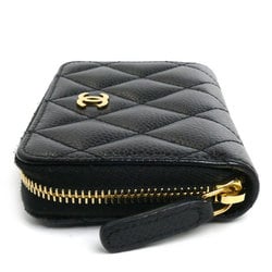 CHANEL Chanel Matelasse Caviar Skin Coin Case Gold Black A69271 Women's