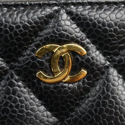 CHANEL Chanel Matelasse Caviar Skin Coin Case Gold Black A69271 Women's