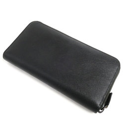 PRADA Prada Saffiano Leather Long Wallet Round Black 2ML317 Unisex