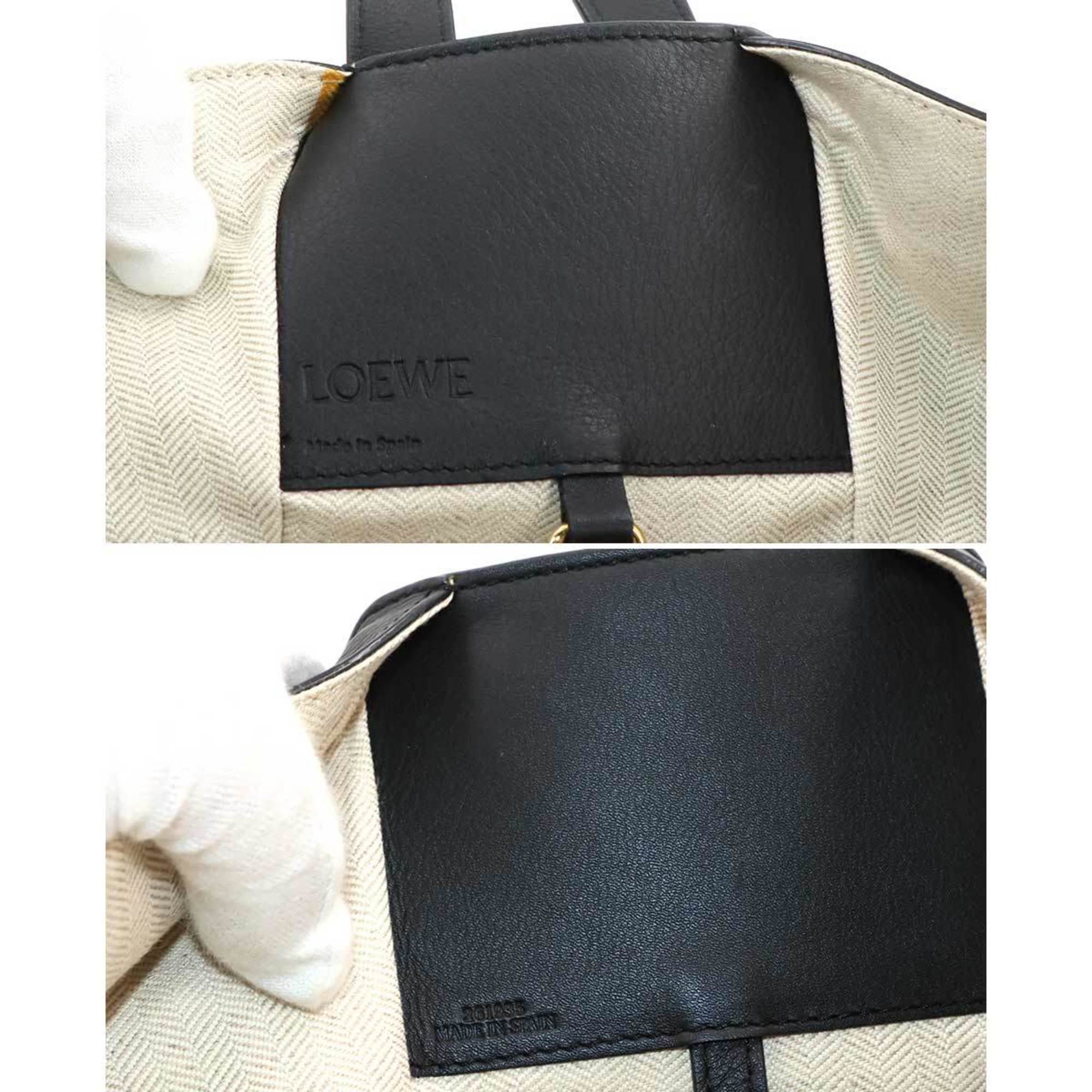 LOEWE Hammock Small 2way Hand Shoulder Bag Leather Brown Beige Black Gold Hardware