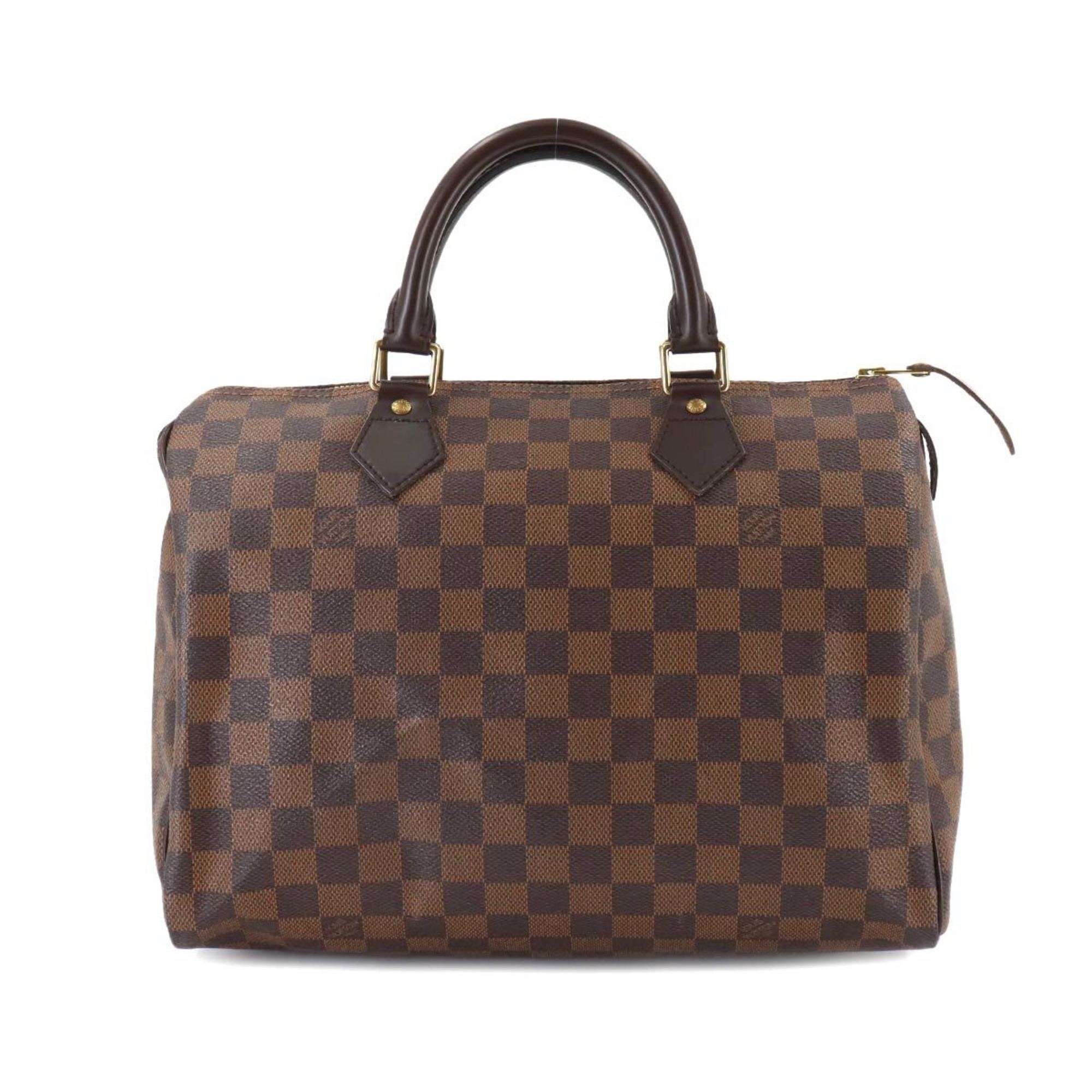 Louis Vuitton Damier Speedy 30 Handbag Ebene N41531 Brown Gold Hardware