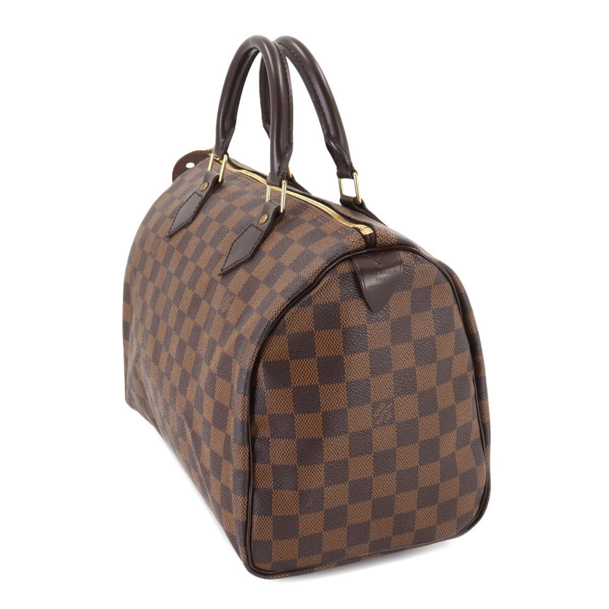 Louis Vuitton Damier Speedy 30 Handbag Ebene N41531 Brown Gold Hardware