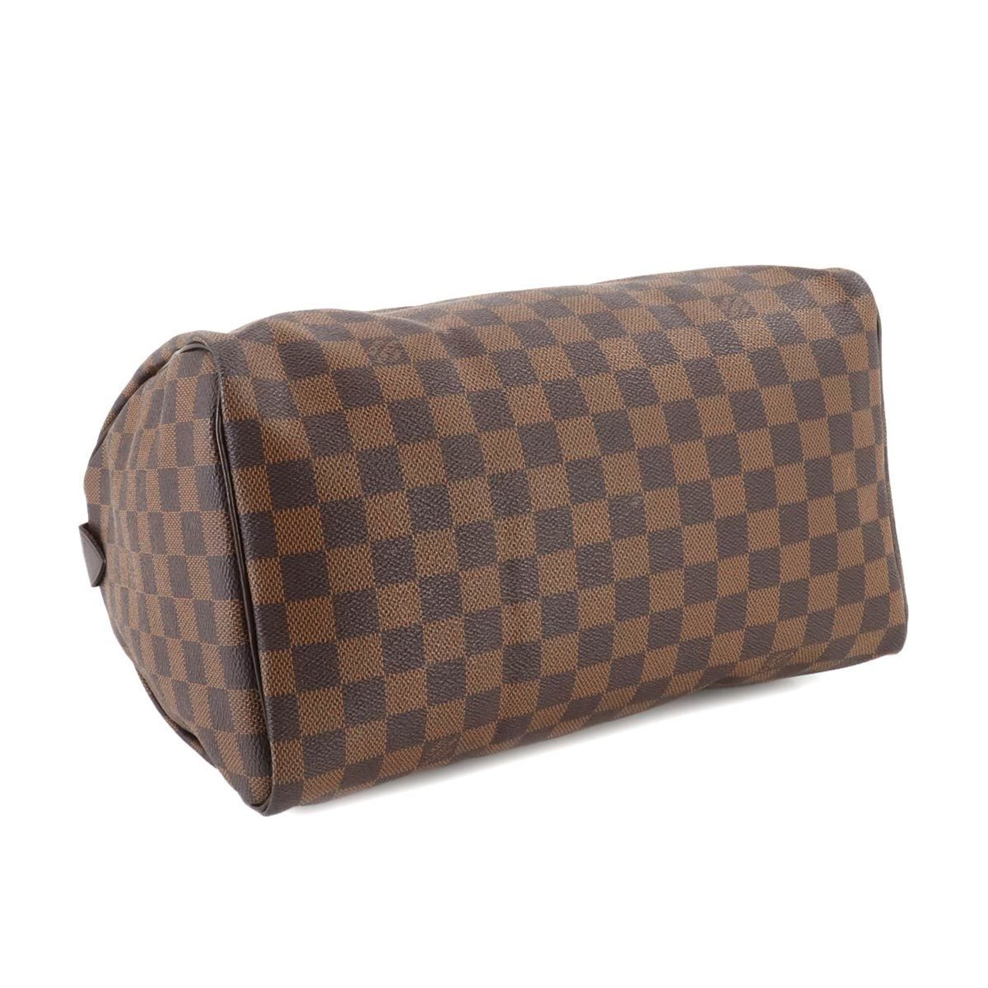 Louis Vuitton Damier Speedy 30 Handbag Ebene N41531 Brown Gold Hardware