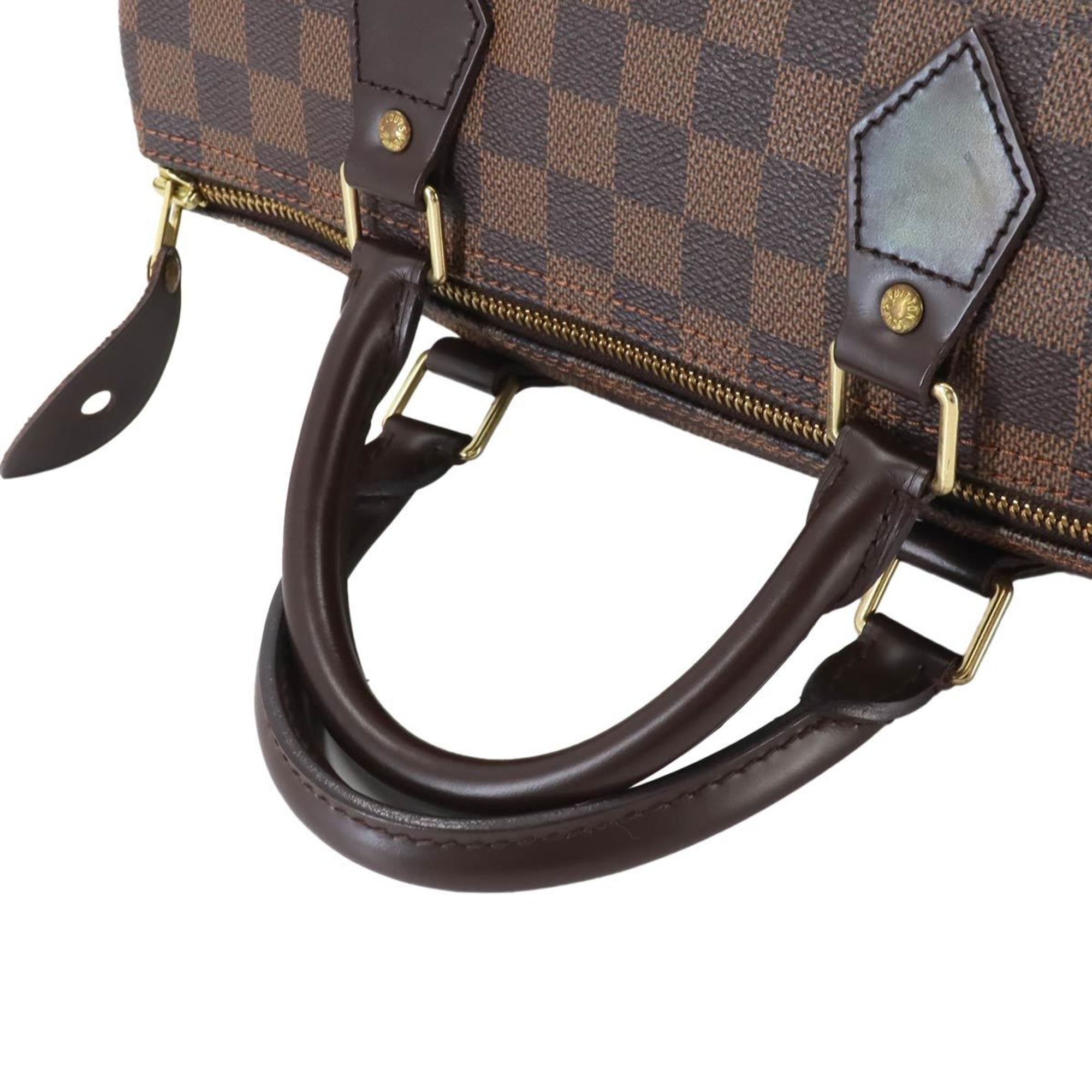 Louis Vuitton Damier Speedy 30 Handbag Ebene N41531 Brown Gold Hardware