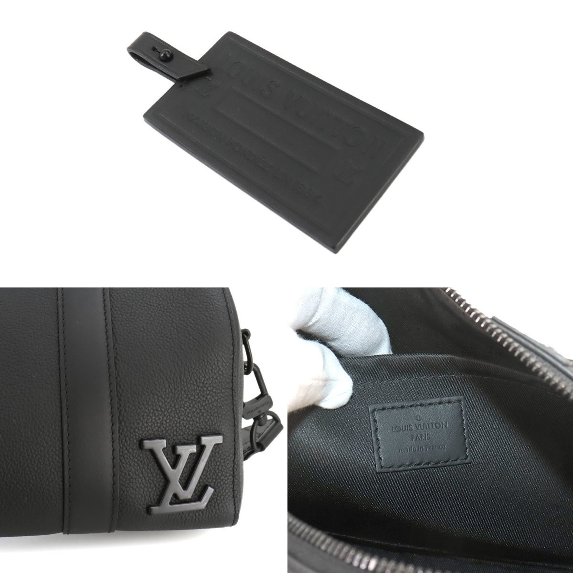 Louis Vuitton New Classics City Keepall Shoulder Bag Aerogram Leather Black M59255 RFID