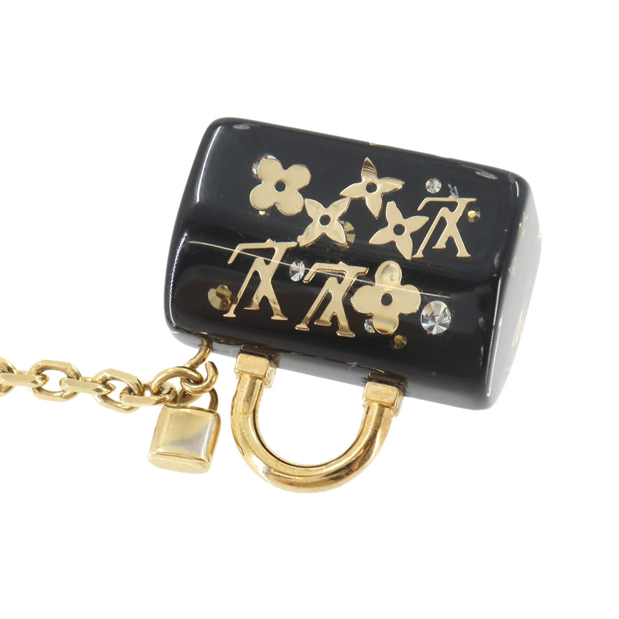 Louis Vuitton LOUIS VUITTON Portocle Speedy Inclusion Bag Charm Keychain Gold Black M65444