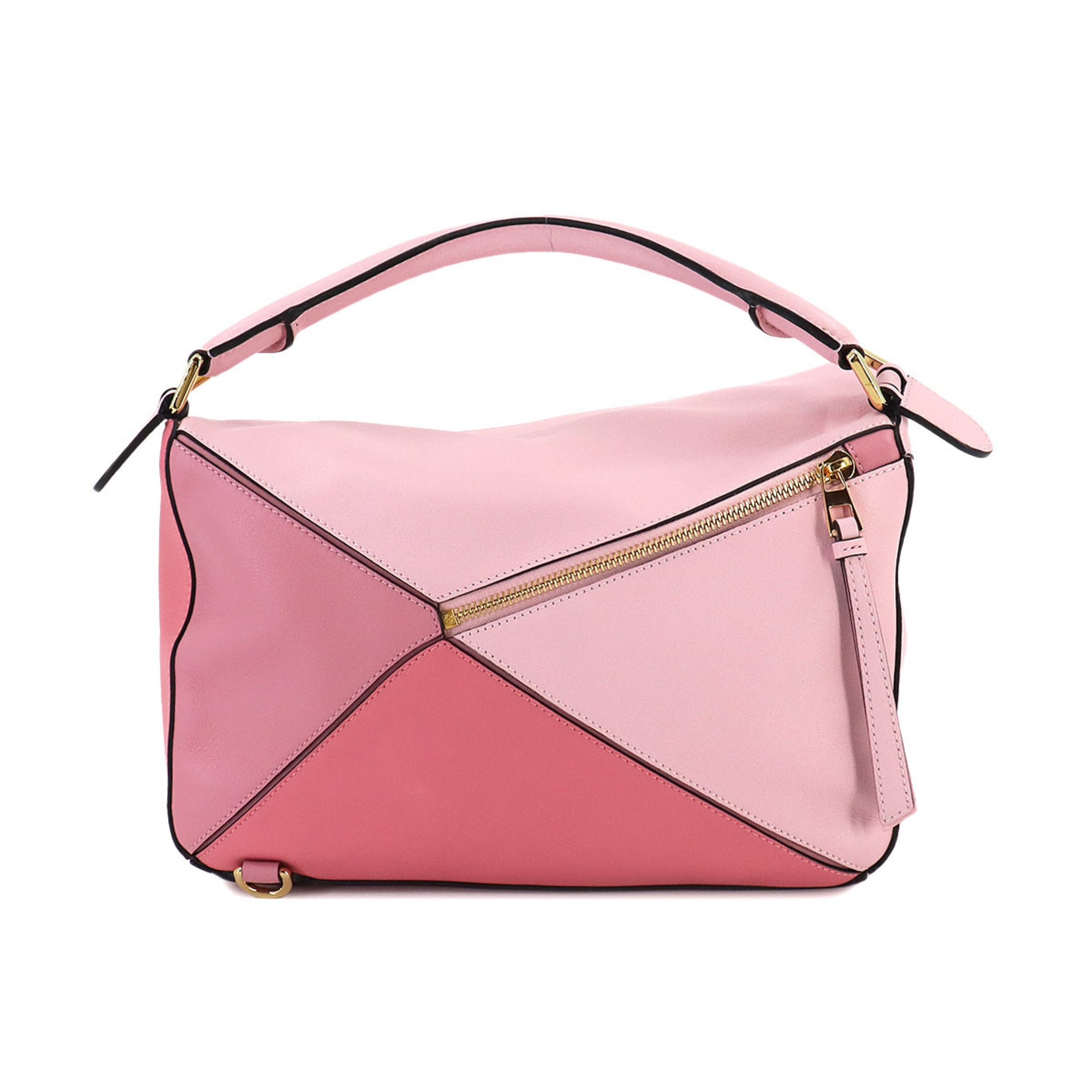 LOEWE Puzzle Bag Medium 2way Hand Shoulder Leather Pink Pazzle