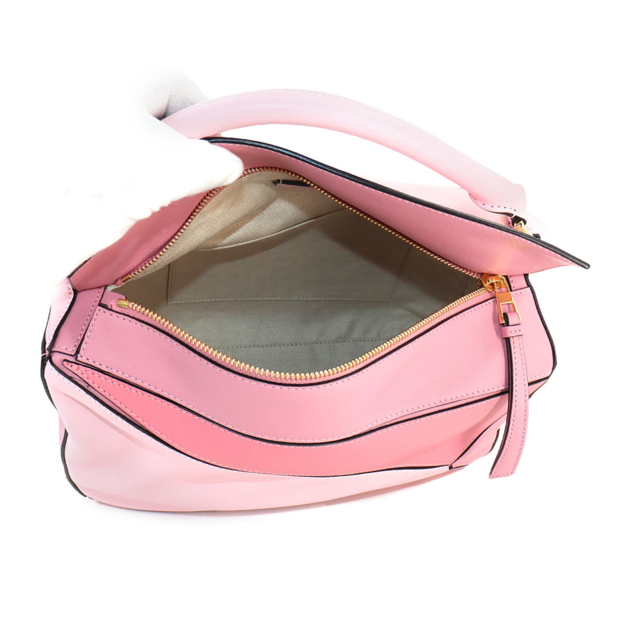 LOEWE Puzzle Bag Medium 2way Hand Shoulder Leather Pink Pazzle