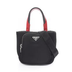 PRADA TESSUTO POCKET Handbag Bag Nylon Leather Women's Black Red