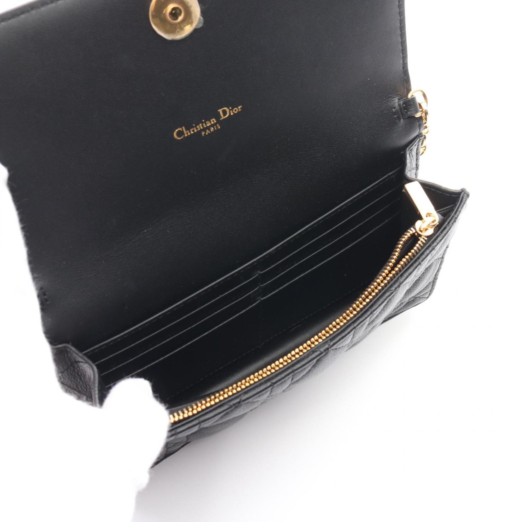 Christian Dior Dior CARO Shoulder Bag Leather Women's Black S5134UWHC