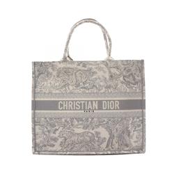 Christian Dior Dior BO TOTE Book Tote Large Toile de Jouy Bag Canvas Women's Gray Ivory M1286ZTDT