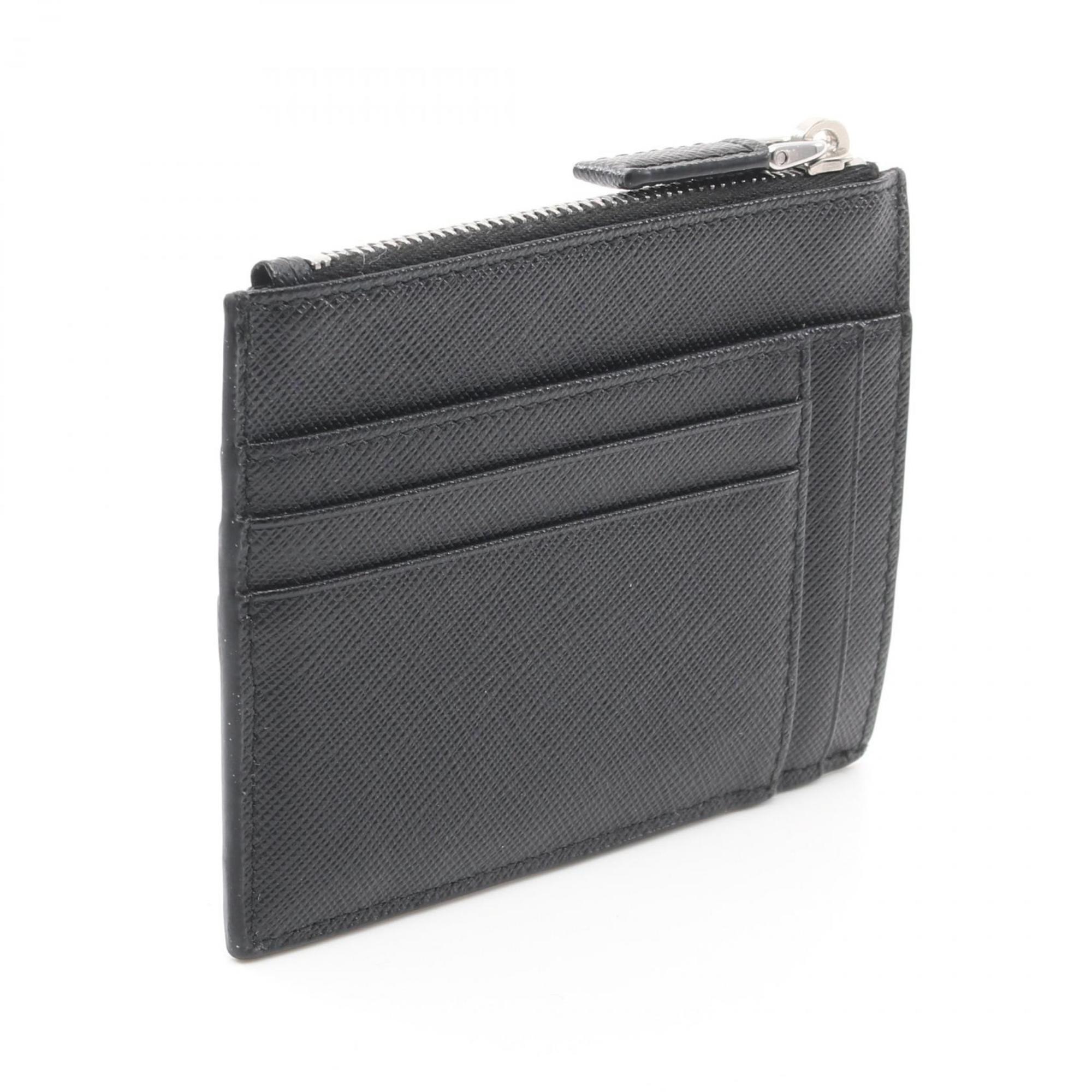 PRADA SAFFIANO TRIANG Wallet/Coin Case Wallet Saffiano Leather Men's Black 2MC067