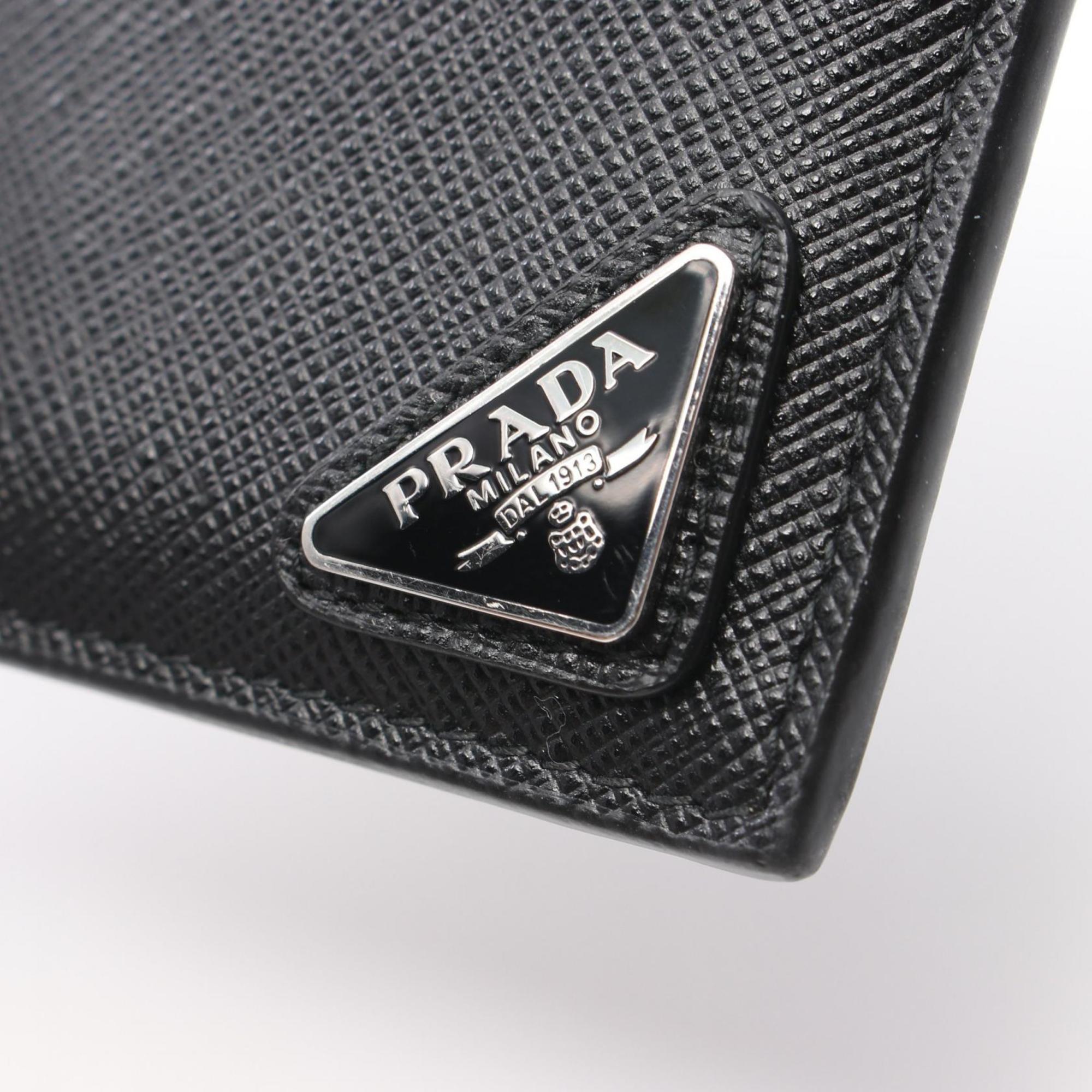 PRADA SAFFIANO TRIANG Wallet/Coin Case Wallet Saffiano Leather Men's Black 2MC067