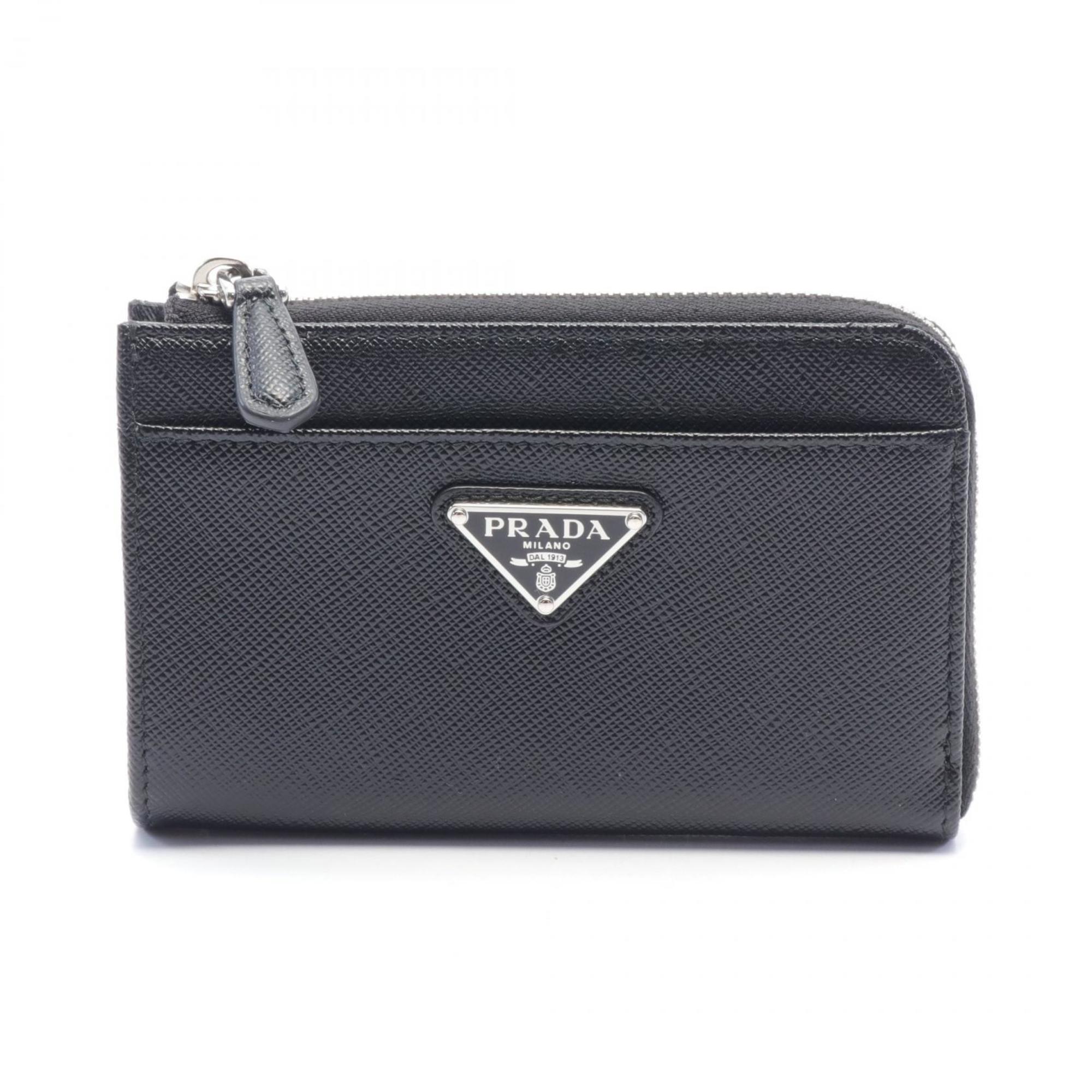 PRADA Wallet/Coin Case Wallet Saffiano Leather Women's Black 1PP122