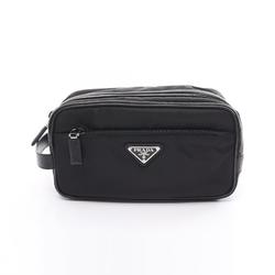 PRADA TESSUTO + SAFFIAN Travel Pouch, Second Bag, Clutch Nylon, Saffiano Leather, Men's, Black, 2NA8192DMHF0002