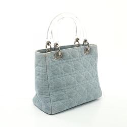 Christian Dior Dior Lady Cannage Handbag Bag Denim Women's Blue Clear