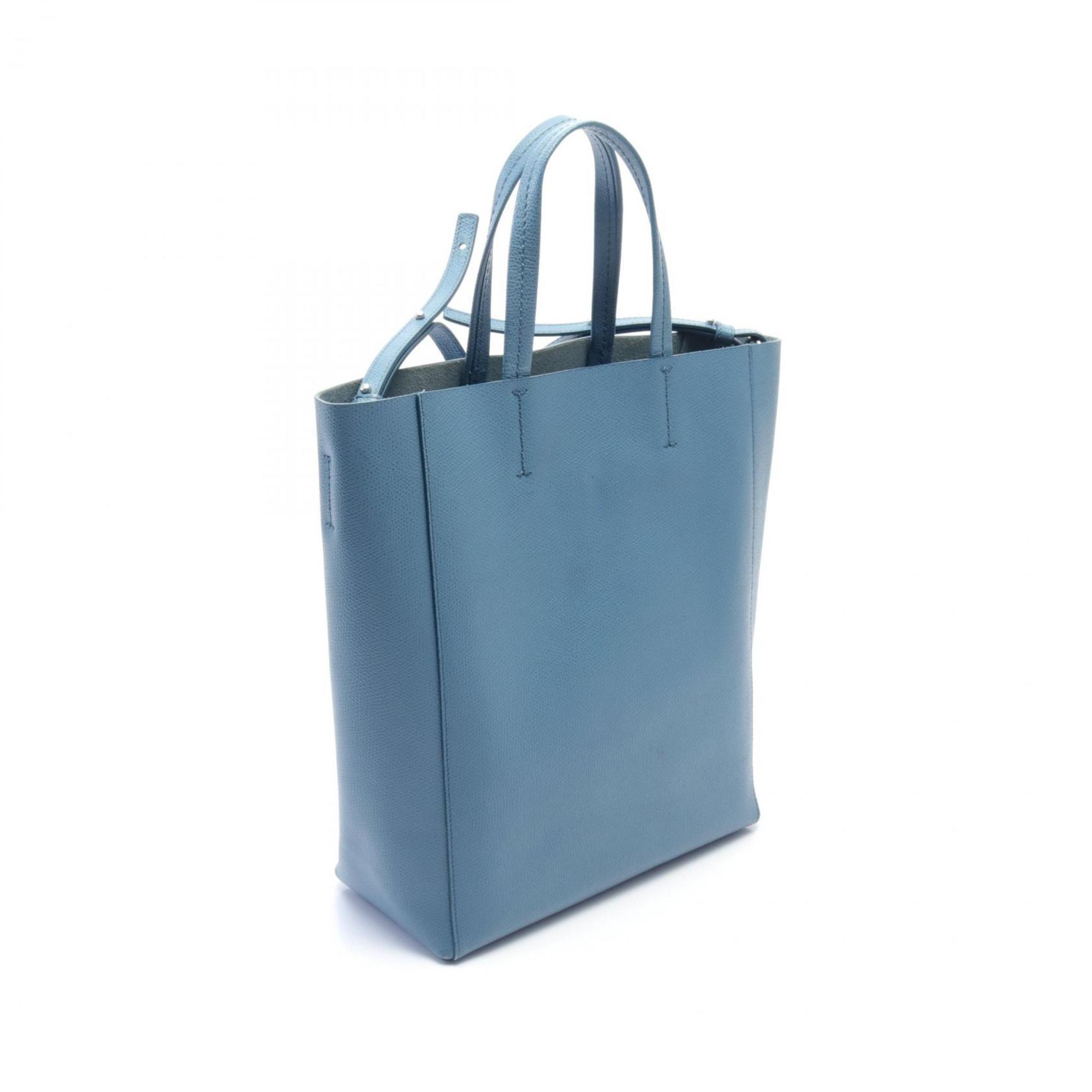 CELINE Vertical Small Cabas Tote Bag Leather Women's Blue 189813