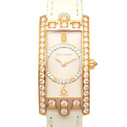 Harry Winston Avenue C Diamond Bezel Watch K18PG (Pink Gold) Leather Strap Women's Silver AVCQHM19RR030