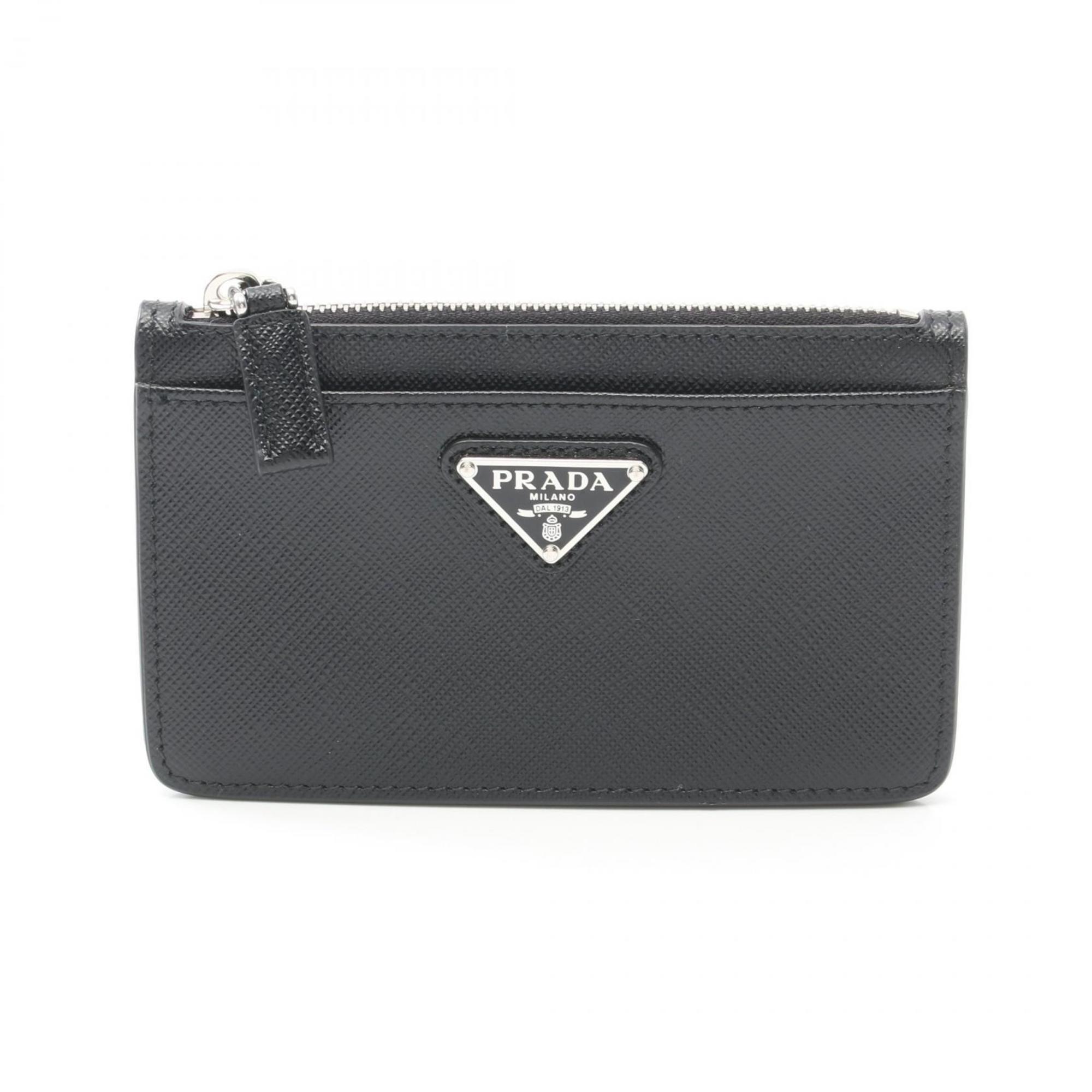 PRADA SAFFIANO TRIANGOLO Wallet/Coin Case Wallet Saffiano Leather Women's Black 2MC084