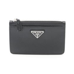 PRADA SAFFIANO TRIANGOLO Wallet/Coin Case Wallet Saffiano Leather Women's Black 2MC084