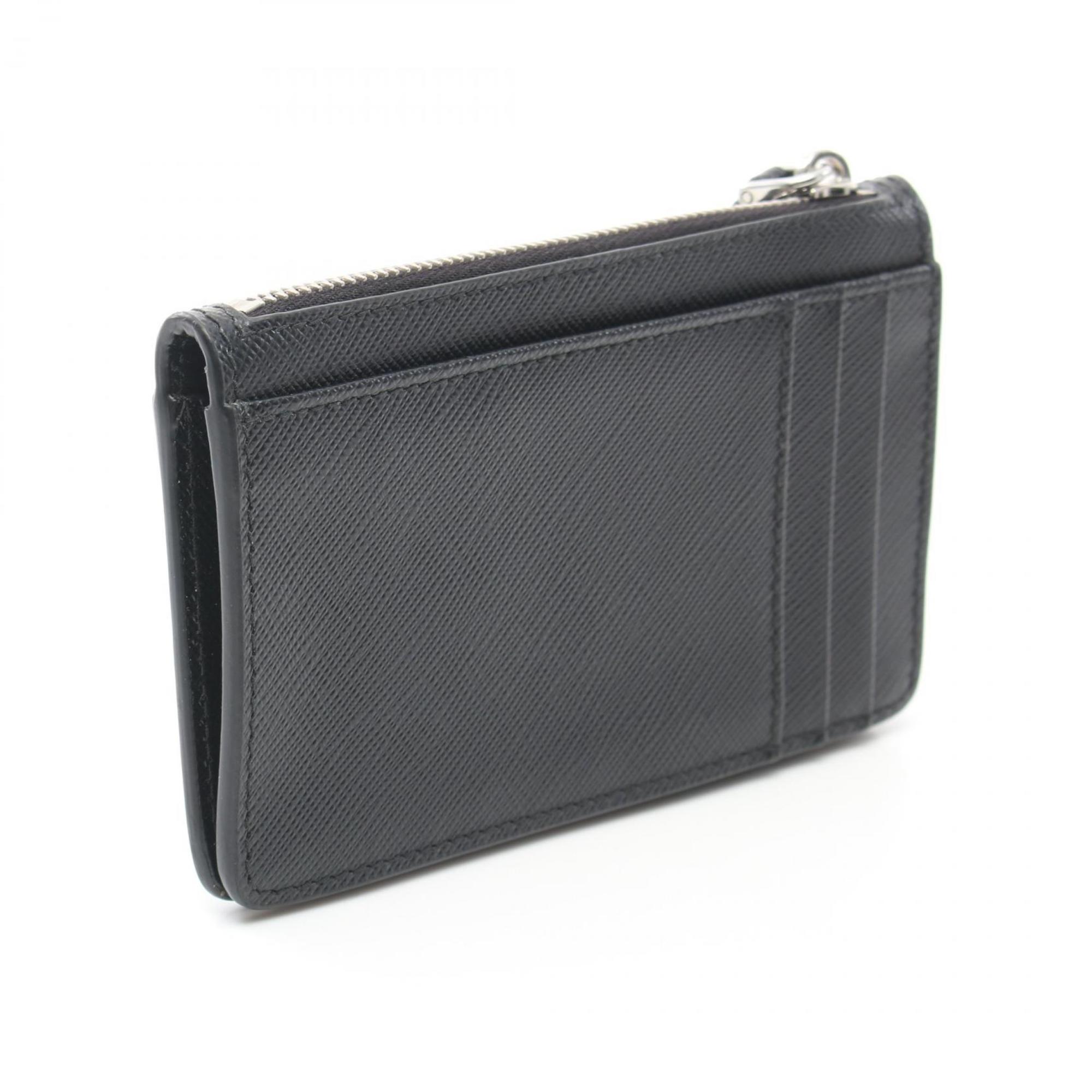 PRADA SAFFIANO TRIANGOLO Wallet/Coin Case Wallet Saffiano Leather Women's Black 2MC084