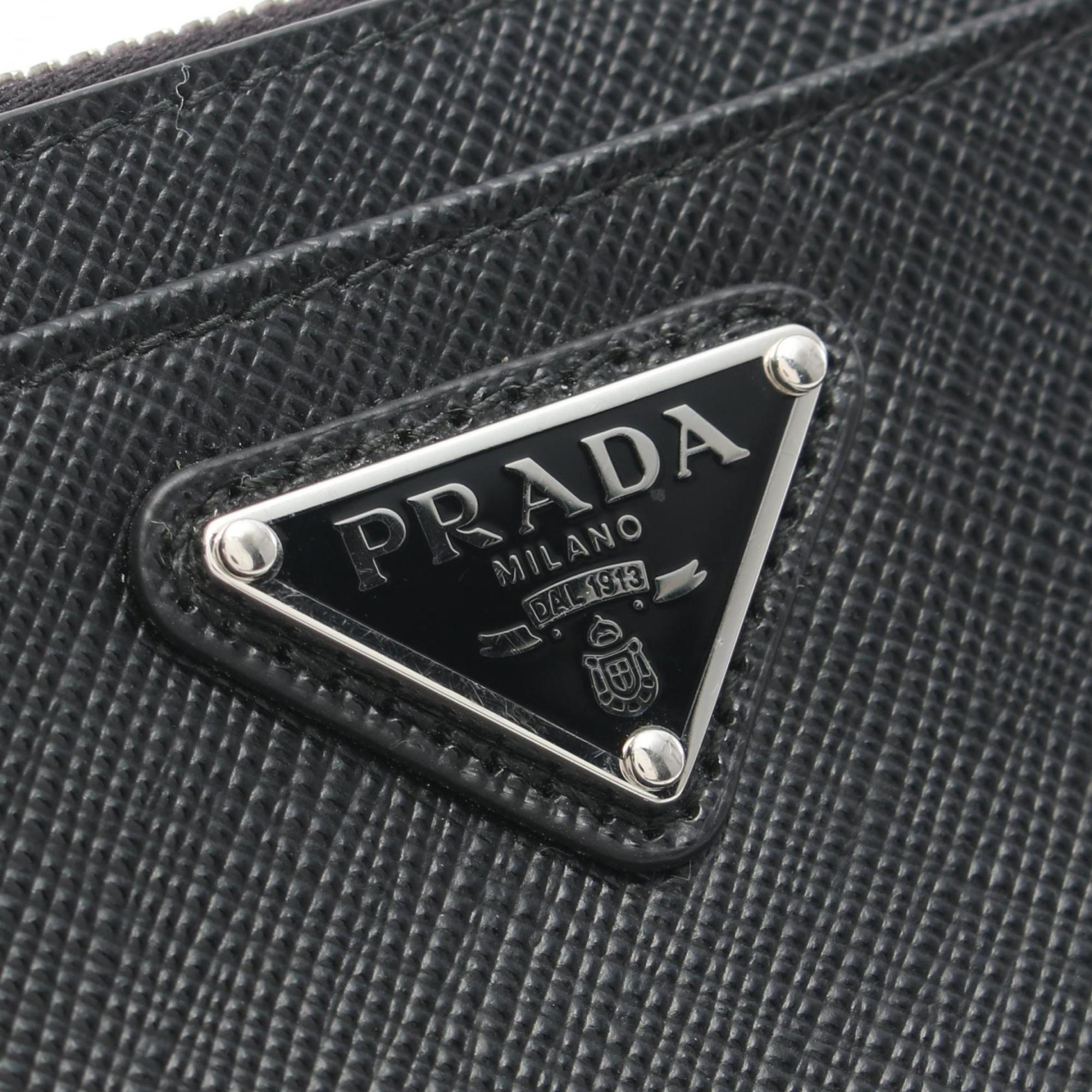 PRADA SAFFIANO TRIANGOLO Wallet/Coin Case Wallet Saffiano Leather Women's Black 2MC084