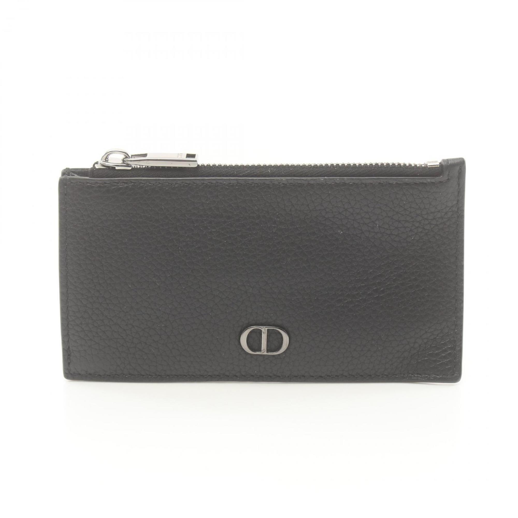 Christian Dior Dior Zip Card Holder CD Icon Coin Business Holder/Card Case Leather Men's Black 2ESBC250CDI_H00N