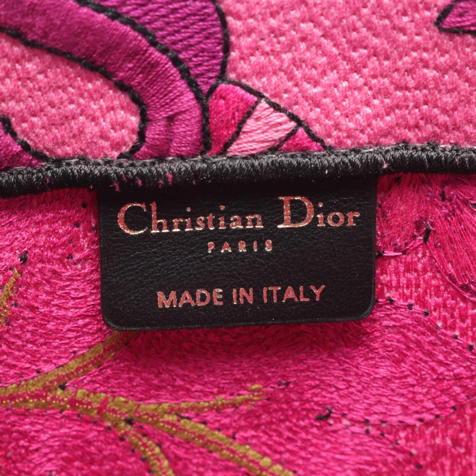 Christian Dior Dior BO TOTE Book Tote Medium Bag Canvas Women's Pink Black Multicolor