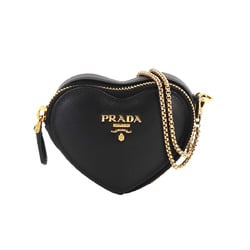 PRADA Saffiano Heart Chain Pouch Leather Black with Strap 1TL400