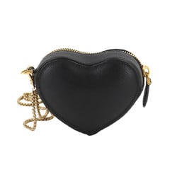 PRADA Saffiano Heart Chain Pouch Leather Black with Strap 1TL400