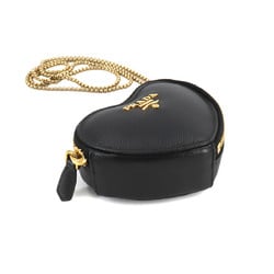 PRADA Saffiano Heart Chain Pouch Leather Black with Strap 1TL400