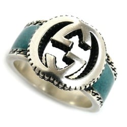 GUCCI Gucci Silver 925 Enamel Interlocking G Ring Size 11.5 6.8g Women's