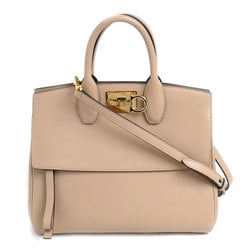 Salvatore Ferragamo STUDIO Small 2 Way Shoulder Bag Beige 21H159 Smooth Leather Women s eLADY Globazone