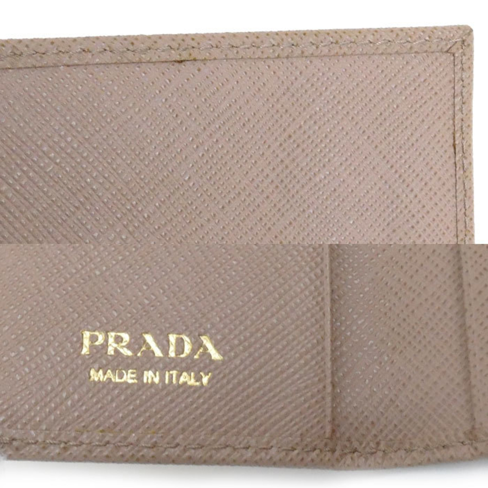 PRADA Prada 4-Key Case Saffiano Key Gold Beige 1PG004 Women's