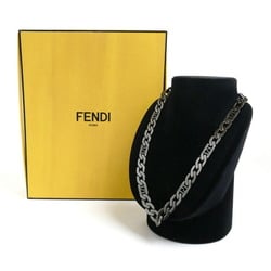 FENDI Metal FF Zucca Chain Necklace 7AJ262 89.6g 52cm Ruthenium Color Men's