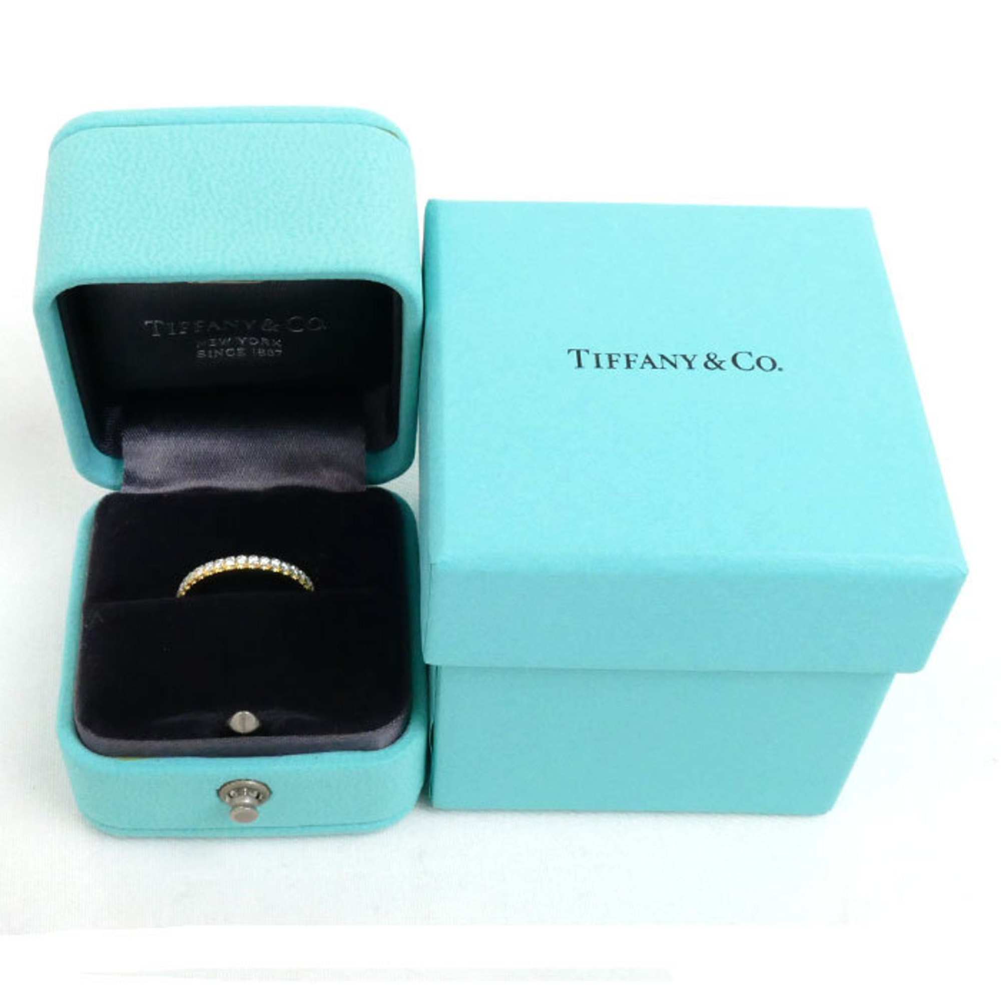 TIFFANY&Co. Tiffany K18YG Yellow Gold Half Circle Soleste Band Diamond Ring, Diamond, Size 6.5, 2.2g, Women's