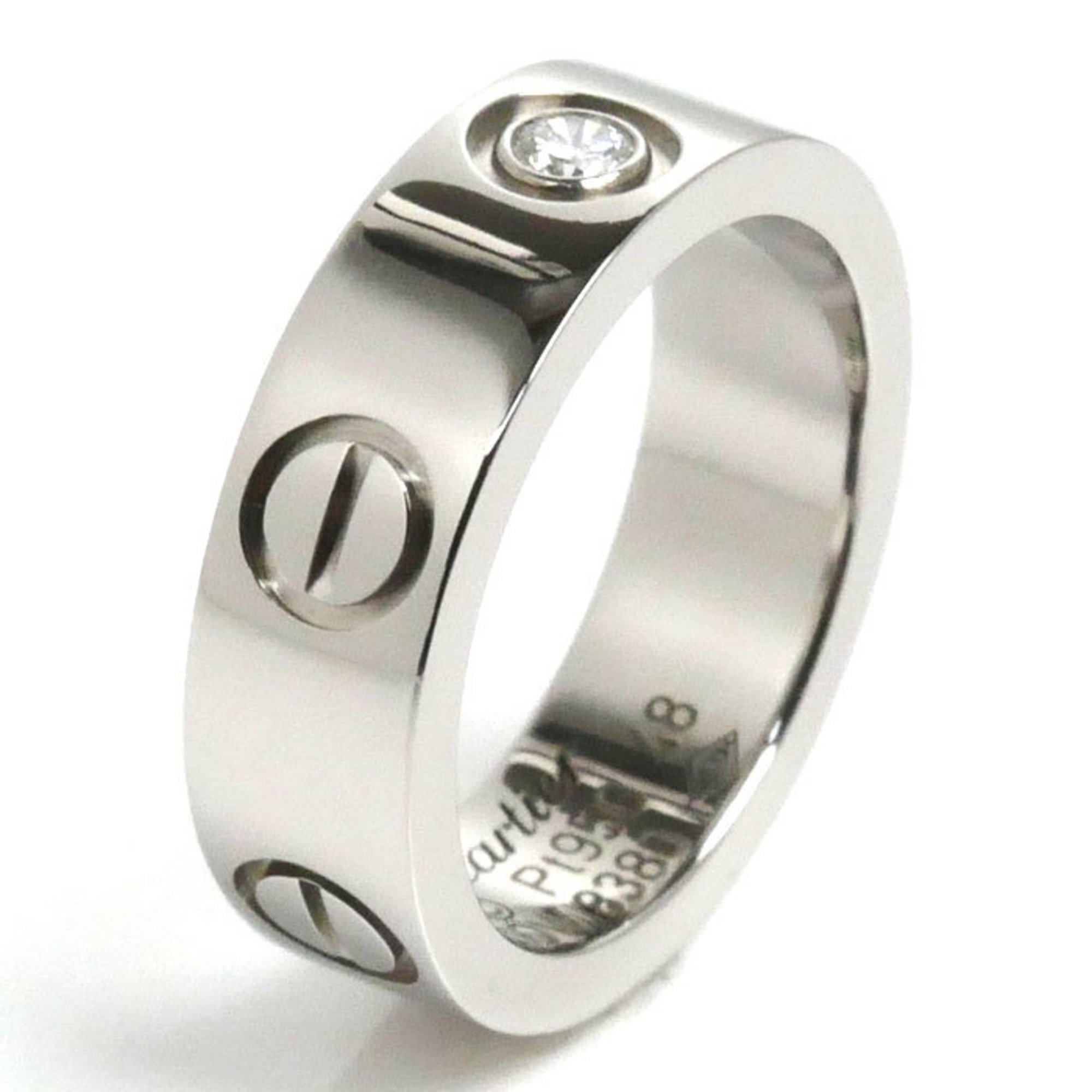 CARTIER Pt950 Platinum Love 1PD Ring B4046748 Diamond Size 8 48 10.3g Women's