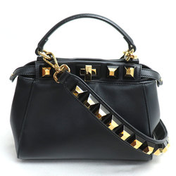 FENDI Peekaboo Studded 2-Way Shoulder Bag Black 8BN244 9DT F0KUR Women's