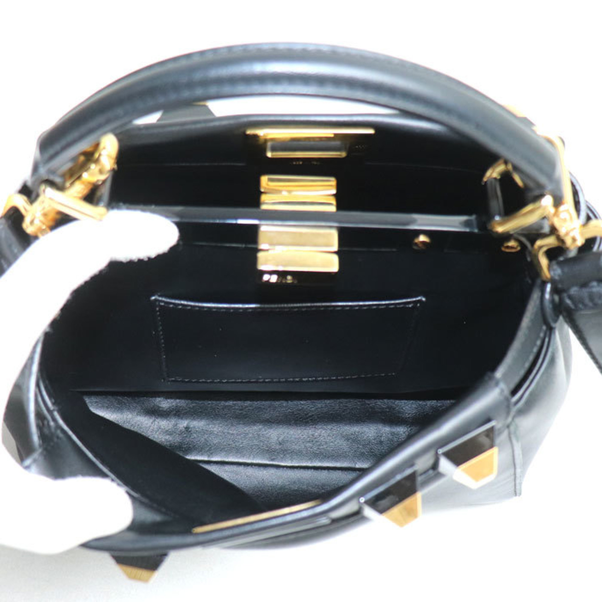 FENDI Peekaboo Studded 2-Way Shoulder Bag Black 8BN244 9DT F0KUR Women's