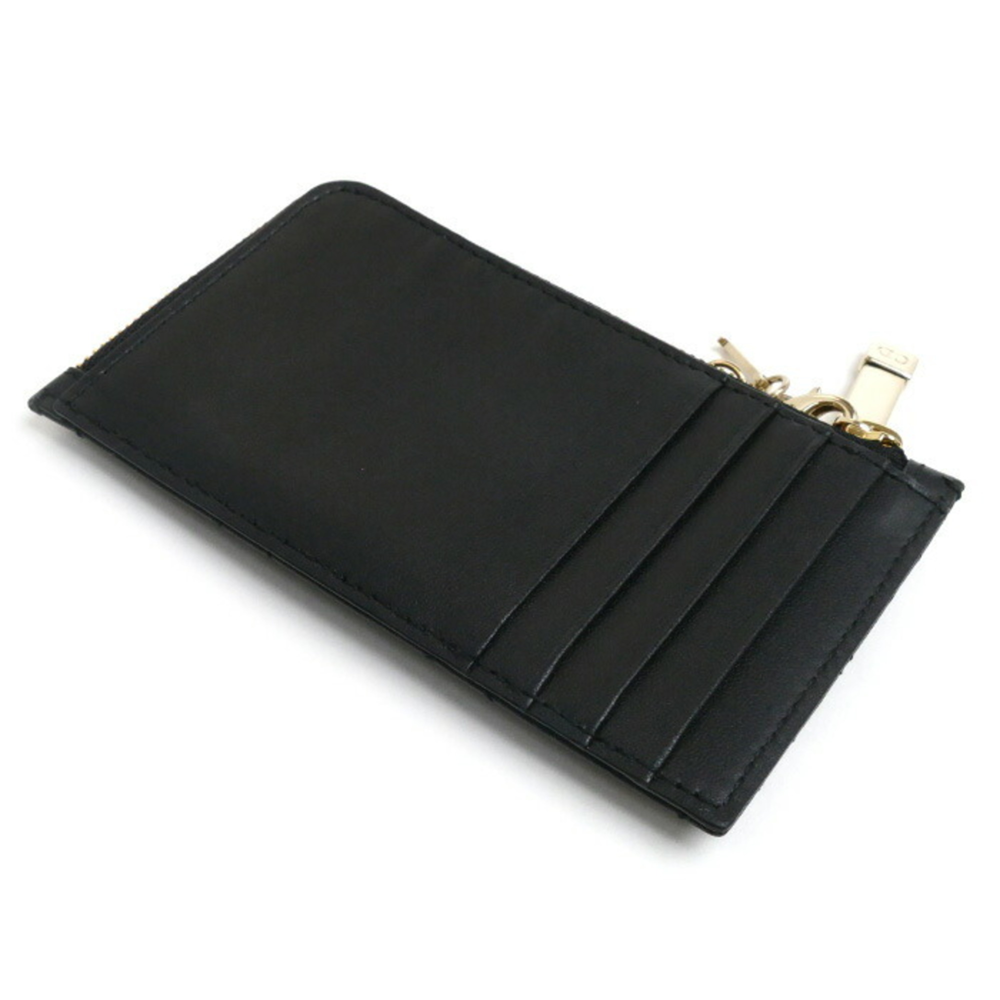 Christian Dior LADY DIOR Compact Zip Card Holder Coin Case Black S0965ONMJ_M900 Women's