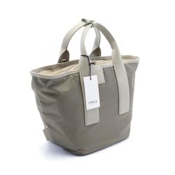 Furla Piuma M Handbag Bag Leather Nylon Canvas Women's Khaki Beige Gray WB01269BX30503183S