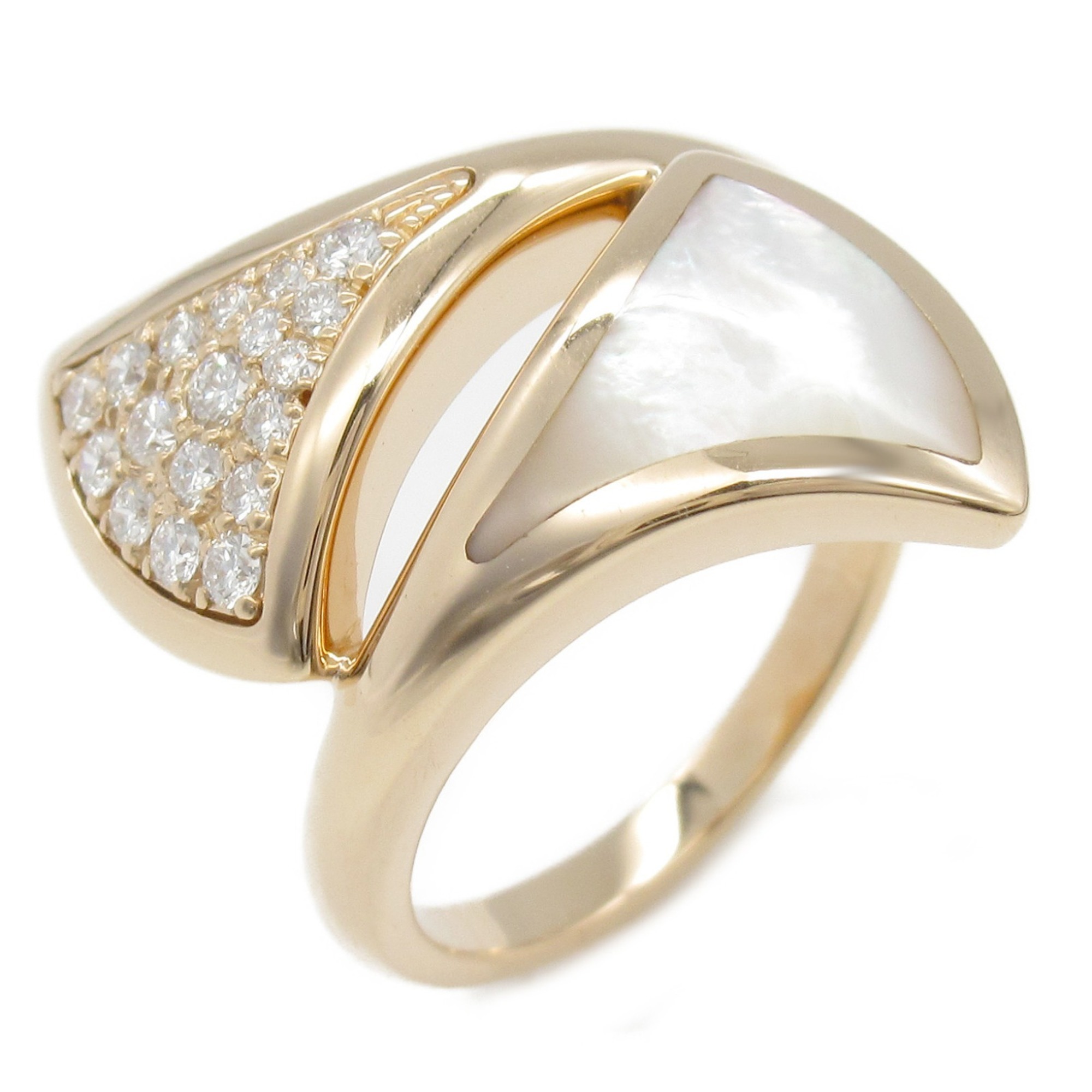 BVLGARI Diva Dream Mother of Pearl Ring, K18PG (pink gold), diamond, mother pearl, ladies, white, clear