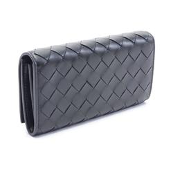 BOTTEGA VENETA Intrecciato Bi-fold Long Wallet Leather Women's Black 742936VCPP38425